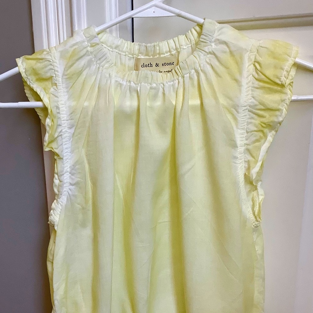 Cloth and Stone Yellow Washed Flutter Top, XS